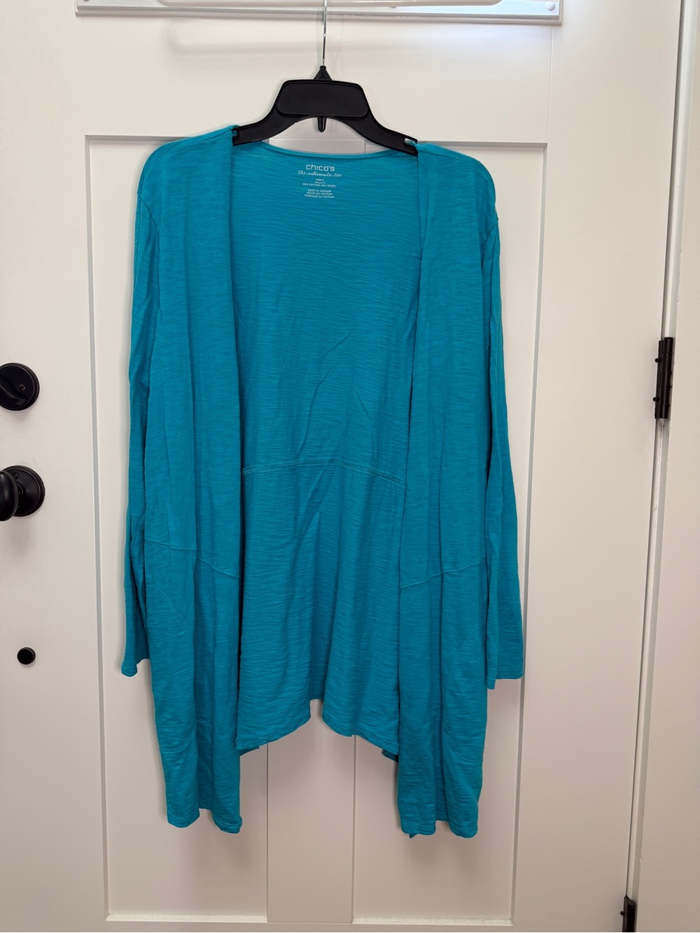 Chico's Open-Front Teal Blue Draped Cardigan